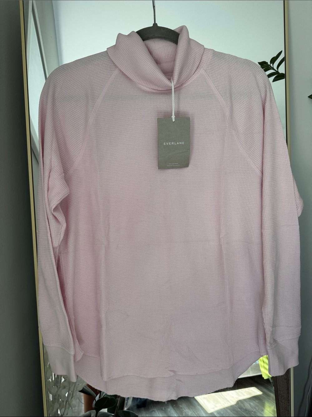 NWT Everlane 100% Cotton Light Pink Waffle Turtleneck